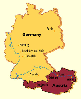 map of Germany and Austria